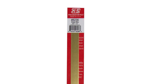 K&S 8236 Brass Strip, 0.025" Thick x 1/2" Wide x 12" Long, 1 Piece, Made in USA