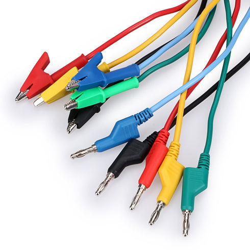 Sumnacon 5PCS Multimeter Banana Plug to Crocodile Alligator Clip Test Probe, 1M Lead Wire Cable