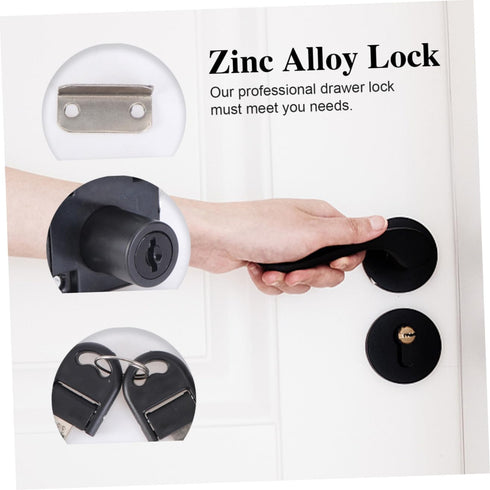 3pcs DOITOOL Office Files Cabinet Lock Zinc Alloy Lock Keys Diameter Easy to Install for Office Cabinets Bedside Black