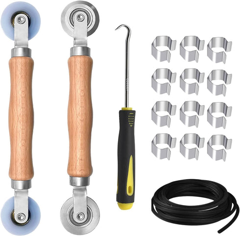 BAYTORY Upgrade Window Screen Repair Kit, Steel/Nylon Roller Tool with 32ft Retainer Spline & 12 Screen Clips