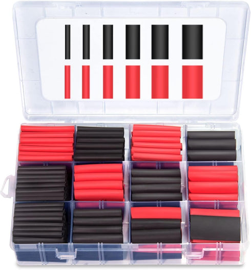 MILAPEAK 300 PCS Heat Shrink Tubing Kit - Marine Grade Adhesive Lined 3:1 Ratio Shrink Wrap - Black, Red