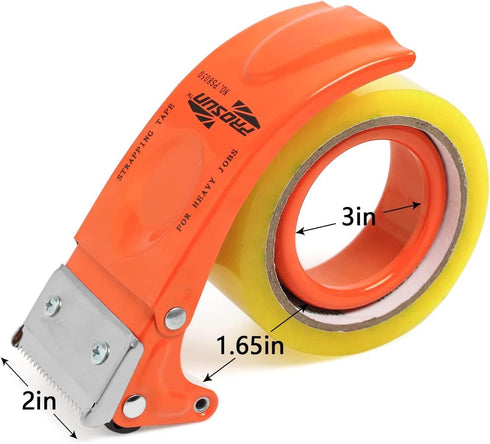 PROSUN 2 Pack Metal Packing Tape Dispenser Gun: 2-inch Wide Tape Dispensers/3-Inch Inner Paper Core (2" Orange + 2"