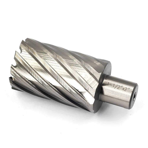 Annular Cutter JESTUOUS 3/4 Inch Weldon Shank - 1-1/2 Cutting Diameter with Two-Flat HSS Kit