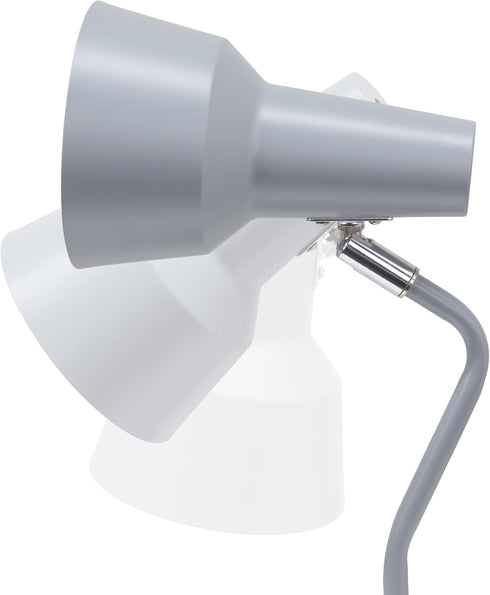 LD1078-GRY 15.2" Simple Designs Sleek Essentials Metal Cone Shade Desk Lamp with Adjustable Shade, for Office, Desk