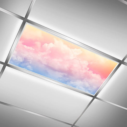 Sunnyhut 2 Pack School,4 2 Fluorescent Light Cover for Ceiling Light - Colorful Clouds Magnetic Light Covers Classroom