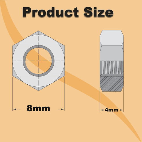 Juvielich 100pcs M5-0.8 304 M5 0.8mm Hex Nut, Stainless Steel, x Tiny Nuts Fasteners, Hex Drive, Metric, Right Hand