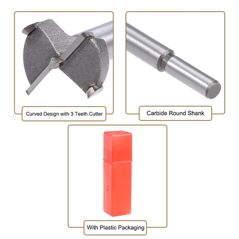 uxcell Forstner Drill Bits 25mm, Tungsten Carbide Wood Hole Saw Auger Opener for Woodworking with Case