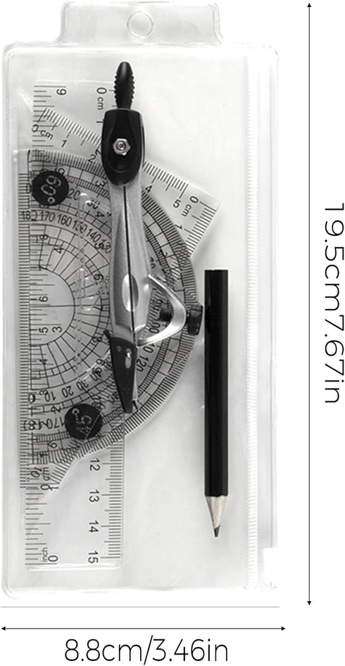IVICOO Set Protractor and Compass with Rulers, All-in-One Compass Geometry Tool Kit for Students and Technical Drawing
