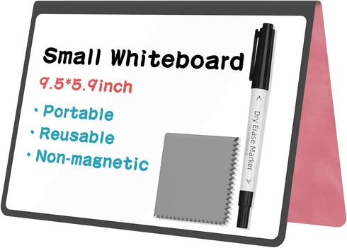 Portable Dry Erase Board, Reusable Whiteboard Notebook, Double-Sided White board PU cover 9.5"x6.6" with marker and