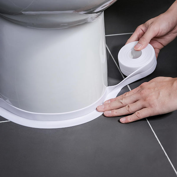 White Caulk Tape Sealant Strip for Bath & Kitchen, 1.5''x10.5FT PVC Self Adhesive Waterproof Caulking Sealing Strip