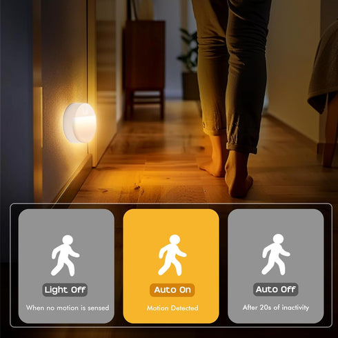3 Pack Closet Guankai Motion Sensor Stair Light for Indoor, Battery Operated Lights, Led Stick On Puck Lighting Night