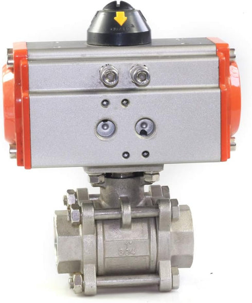 FFIHAKL 1/2" Pneumatic Actuated Ball Valve NPT, Pneumatic Ball Valve Spring Return Stainless Steel, for Food Brewery