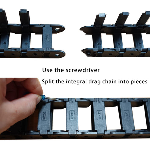 2pcs 39.3 inch Carrier Drag Chain Cable, Black Open Type for CNC Router Mill and 3D Printer, Includes Connectors and