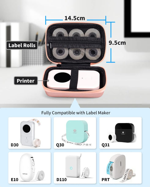 Memoking T02 Hard Storage Case, Compatible with Phomemo D30, SUPVAN E10, NIIMBOT D11, Waterproof Durable Shockproof