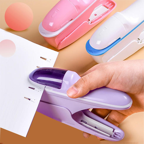 Stapleless Stapler, Compact No Staple Binding Tool, Up to 8 Sheets Binding (Pink)