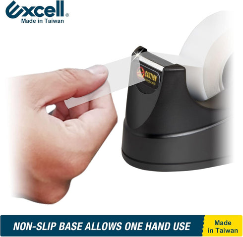 Excell Mini Desktop Tape Dispenser (1" core) with Adhesive Bottom for Home, Office, School, and Gift Wrapping - 1 Pack