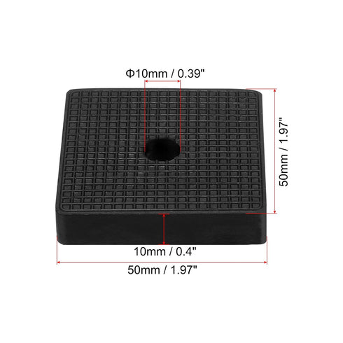 PATIKIL Rubber Anti-Vibration Pads, 8 Pcs Square Vibration Isolation Mats with Hole 1.97" x 1.97" x 0.4" for HVAC Air Conditioner Air Compressor Dryer, Black