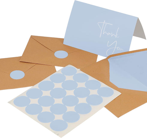 Set 100 Pack 4x6 VNS Creations Bundle - Thank You Cards With Envelopes Bulk & Stickers - - Light Blue and Pink