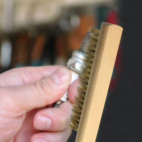 MAXMAN Brass Brush Set 4Pcs, Soft Brass Bristle Wire Brushes with 10 Inch Beechwood Handle, Metal Brush for Cleaning