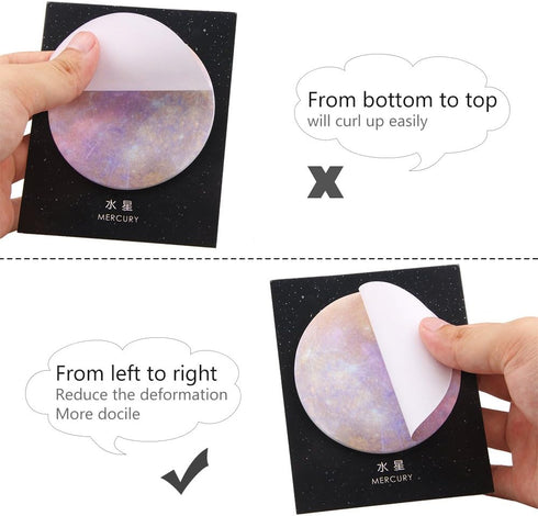 GTHER Planet Sticky Note, Moon Earth Sticky Notes, Cute Fun Circle Self-Adhesive Memo Pad for College