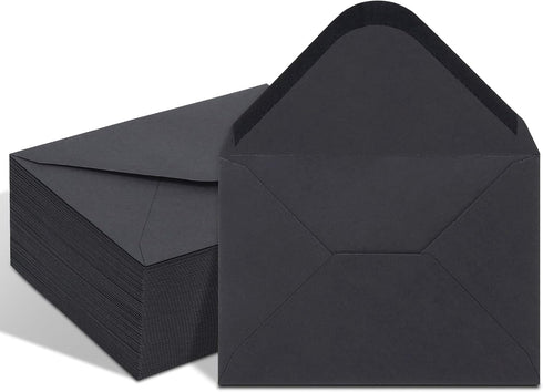 Keketer 5x7 A7 Envelopes with Contour Flap, Gummed Closure, Black, Pack of 100