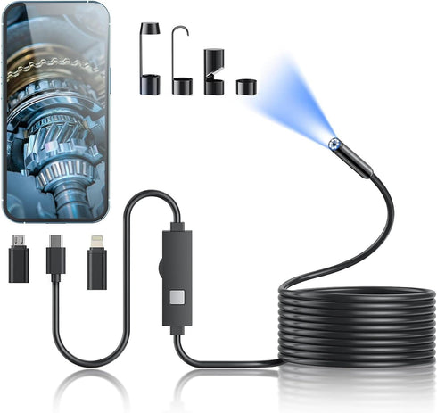 Kinpthy Endoscope Camera with Light, 1920P HD Borescope Tools with 8 Adjustable LED