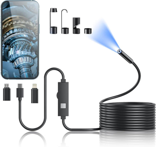 Kinpthy Endoscope Camera with Light, 1920P HD Borescope Tools with 8 Adjustable LED