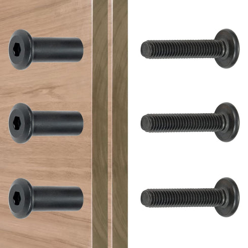 PGMJ 40 Set M6 Set (M6x30mm-Black-D) Bolt and Nut - Black Metric Hex Key Metal Deck Screws for Crib Screws Replacement