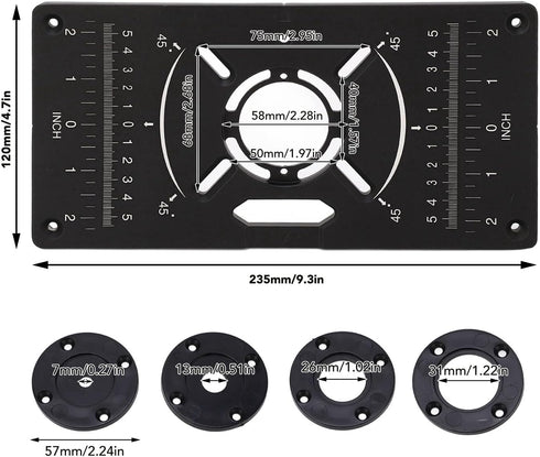 Culnflun 62 70 mm Router Table Insert Plate, Trim Router Table, * Hole Spacing Adjustable Hole Drilling for Woodworking