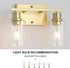 Set 2, 1-Light E26 Brass Bedside Wall Sconces of Gold Bathroom Vanity Lights Fixtures with Clear Glass Shade, Farmhouse