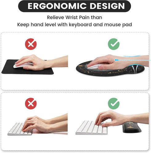 iLeadon Mouse Pad with Wrist Rest Set - Ergonomic Non-Slip Base for Computer Home Office Decor