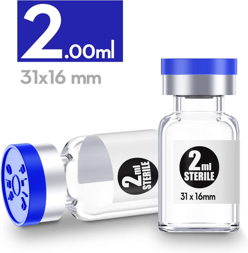Ks-Tek Sterile Empty Vials with Self Healing Injection Port,with Aluminum Plastic Cap,Sterile Package (2ml Clear,10)