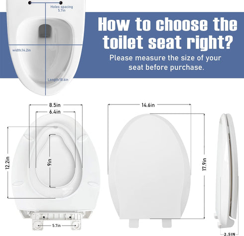 WAAYAA Elongated Toilet Seat with Toddler Seat Built In Soft Close, Slow Close Family Toilet Seat with Potty Training