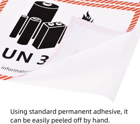Hybsk Lithium Ion Battery Transport Caution Warning Labels, 50 Adhesive Stickers (4.7" x 4.3", UN3481)