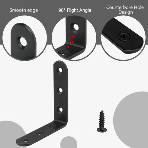WYIPOLZI 20 Pack 3" 3" 80x80MM (120pcs x Black L Brackets Heavy Duty Right Angle Brackets for Wood, Metal Corner