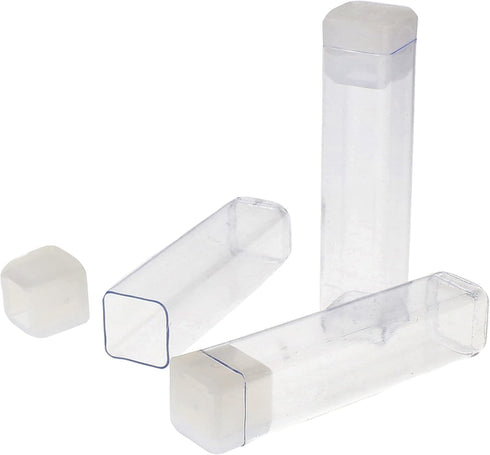 The Beadsmith Clear Plastic Tubes, 2 x .5 Inch Square with Flat Caps, Bag of 100
