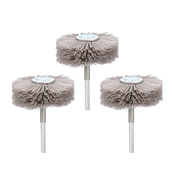 uxcell Abrasive Nylon Wheels Brush, 240 Grits with 1/4 Inch Shank for Polish Grinder, 3pcs