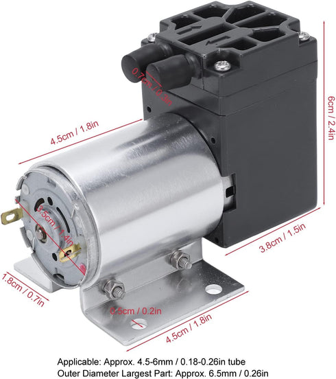 DC 12V Mini Vacuum Pump - 6W Micro Diaphragm Air Compressor for Gas Analysis Sampling Instrument