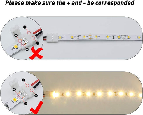 LightingWill 10pcs Pack Wire Solderless Snap Down 2Pin LED Strip Connector for 8mm Wide