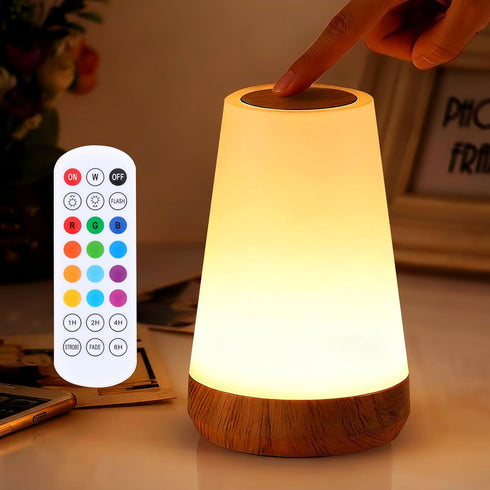 ZWOTNDT Night Light, Dimmable Touch Lamp and Remote Control, 13 RGB Colors &