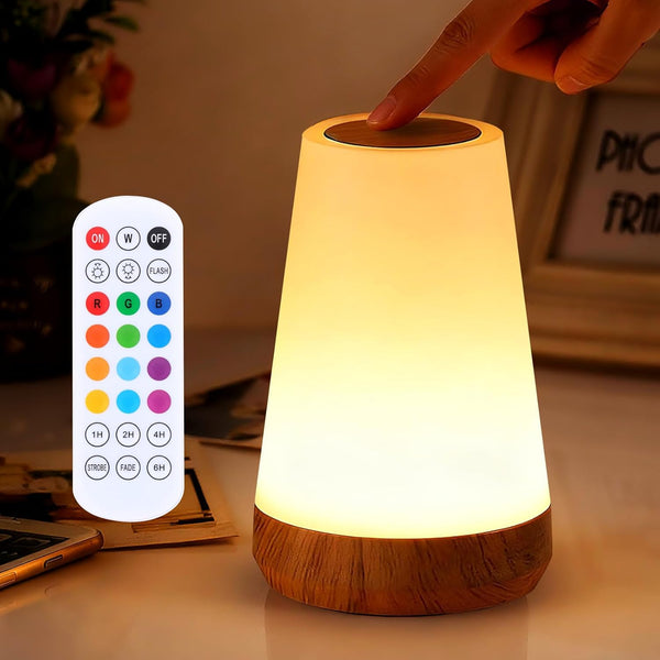 ZWOTNDT Night Light, Dimmable Touch Lamp and Remote Control, 13 RGB Colors &