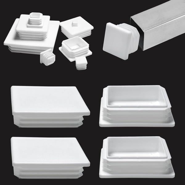 EASYEAH 3" (75mm) Plastic Hole Plugs White-Square Chair Leg Caps & Pipe