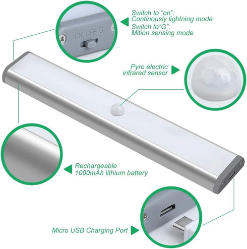Lighting,Closet Counter Closet Light(3Pack) LEPOTEC LED Under Cabinet Lights Motion Sensor Light Rechargeable Cabinet