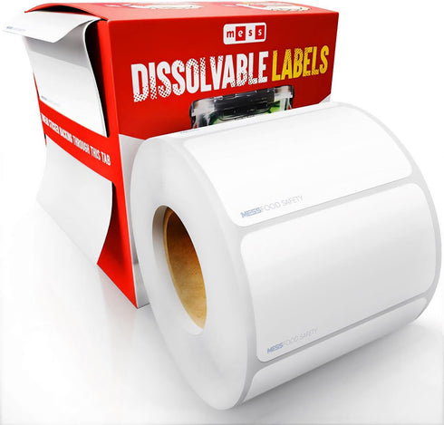 MESS Dissolvable Food Labels, Blank, 1x2, 500/Roll, Dissolves in 30 Seconds or Less, Removable Pantry, Meal Prep & Food