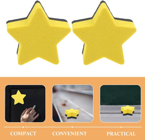 EXCEART Mini Magnetic Dry Erase Eraser, 15Pcs Star Shaped Chalkboard Cleansers, Reusable Whiteboard Wipes