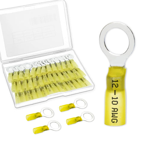 60 PCS Heat Shrink Wire Connectors, 12-10 AWG Ring Terminals for Automotive Marine by Housun