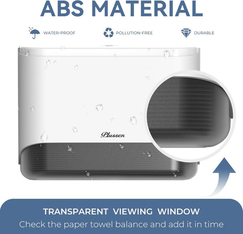 Commercial White-PN6012 Paper Towel Dispenser Wall Mount C-Fold Multifold Trifold Hand Towels Dispenser for Bathroom