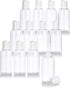 JUVITUS 4 oz Clear Plastic PET Boston Round Bottle with White Disc Cap, 12 Pack (BPA Free)