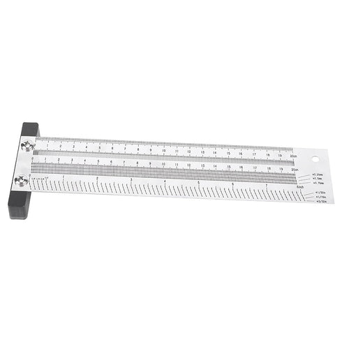 T Type Marking Ruler Hole Ruler for Woodworking, 8 Inch Carpenter Line Gauge Measuring Tool