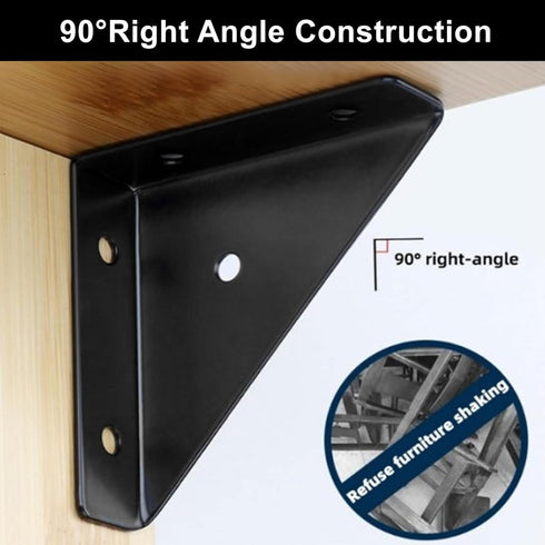 Zorfeter 10Pcs 38mm 38mm x Black Corner Brace Brackets, Metal Triangle Corner Shelf, Cold Rolled Steel Support Bracket